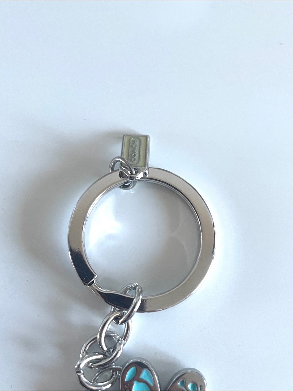 Coach Silver Flower Keyring with Turquoise Inlay - Picture 3 of 4